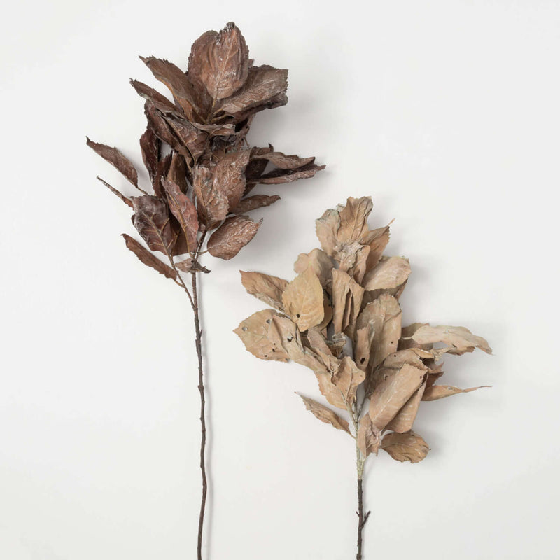 Faux Dried Hydrangea Leaf Stem