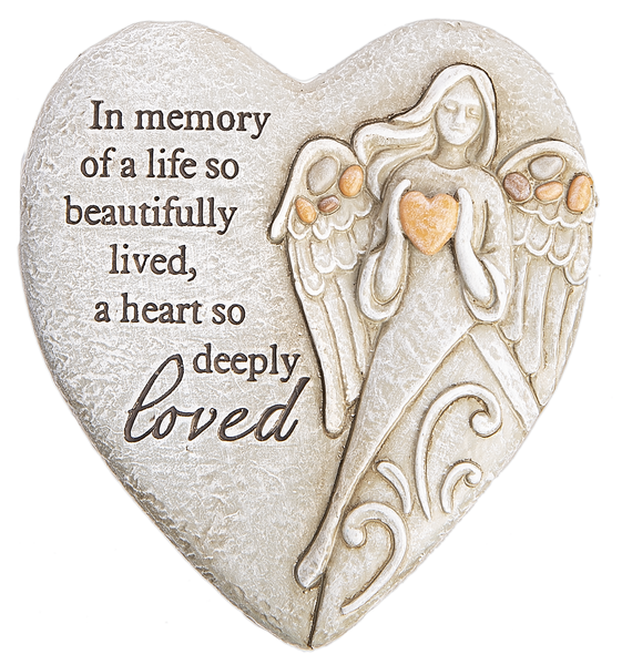 Memorial Pebble Angel Heart Figurines