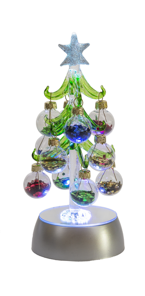 Light Up Glass Christmas Tree with Ornaments