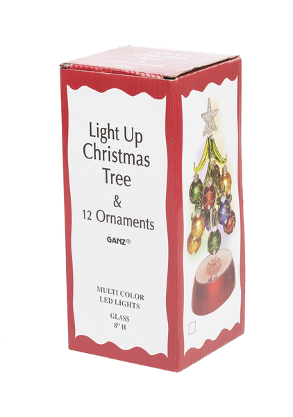 Light Up Glass Christmas Tree with Ornaments