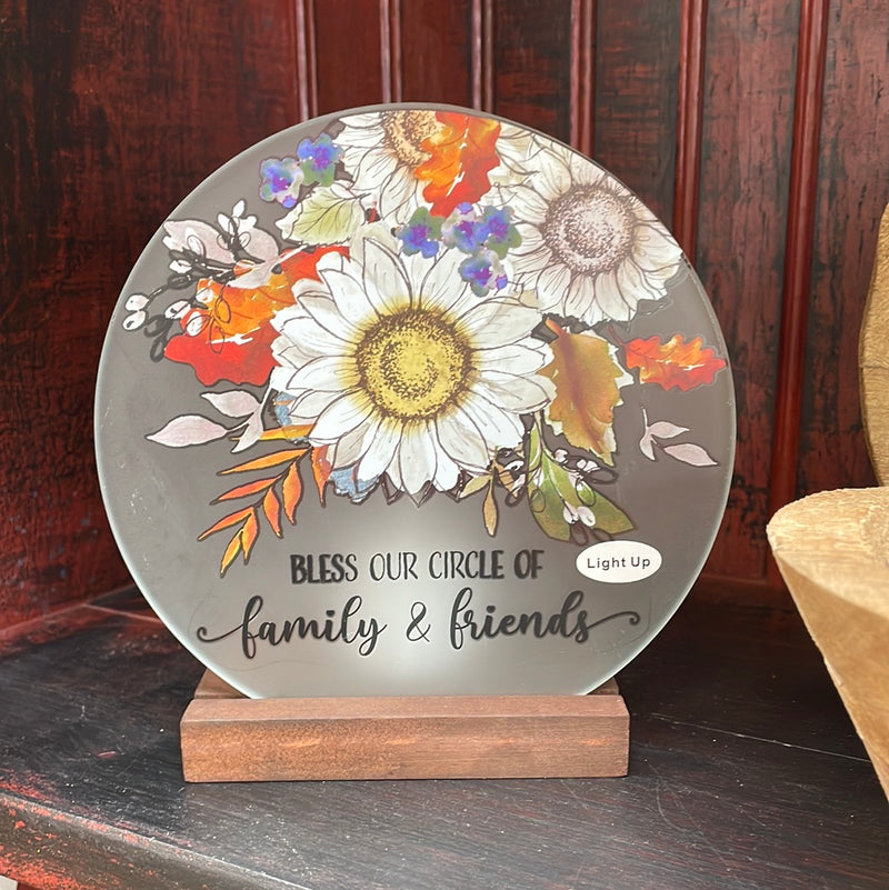 Illuminated Fall Sentiment Glass Plaque