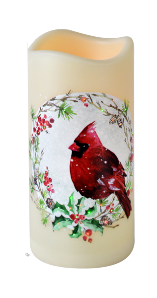 LED Fiber Optic Light Up Cardinal Candle