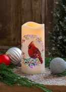 LED Fiber Optic Light Up Cardinal Candle